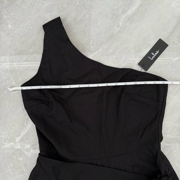 Women’s Lulus Tie and Low One Shoulder Knotted Skort Romper Linen Blend Small - Picture 14 of 16